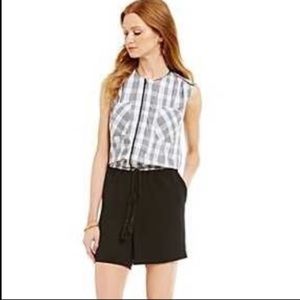 🖤GIBSON LATIMER🖤 BLACK AND WHITE PLAID ROMPER🖤